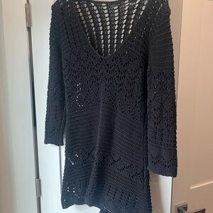 Moda International Black Open Knit Top
